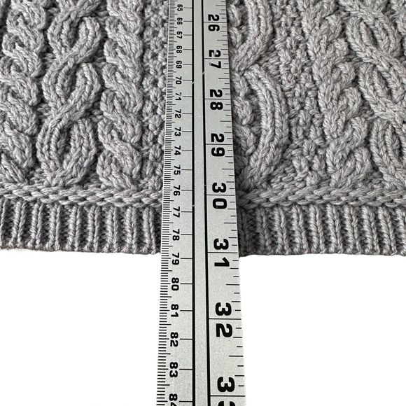 Aran Crafts Fisherman Sweater Women XL Gray Wool Button Crossover Collar New - Picture 9 of 9